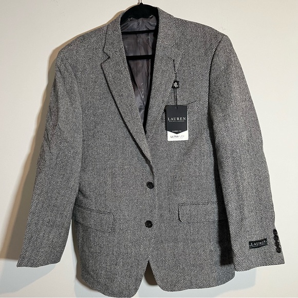 Ralph Lauren Mens Black Ultraflex Herringbone Wool Blend Suite Separate - Picture 2 of 3